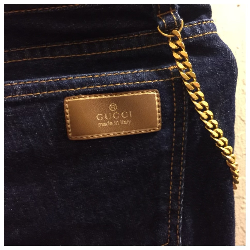 Authentic Gucci Jeans With Gold Chain Women Size 40. US Size 6